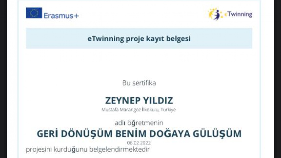 OkulumuzRehberlik Öğretmeni Zeynep YILDIZ'dan  e-twinning Projesi
